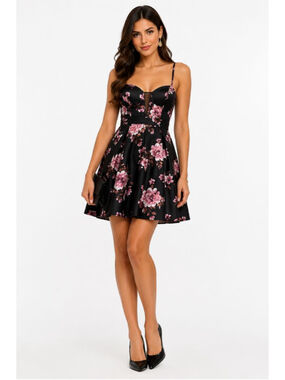 Women's Speechless Black Pink Floral Mini Dress Juniors 7